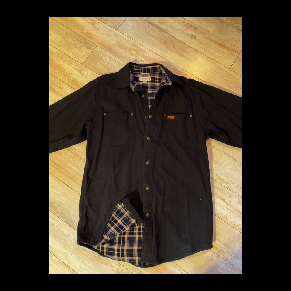 CARHARTT Black CanvasFlannel LinedShirt Jacket MD